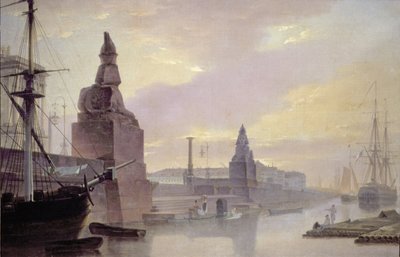 El malecón del Neva por la Academia de Arte, 1835 de Maksim Nikiforovich Vorobiev